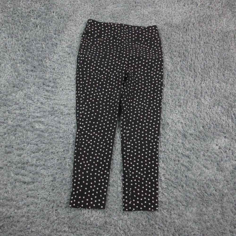Lisette L Montreal Pants Womens 4 Black Pull On Stretch Dot Print Style 28x23.5*